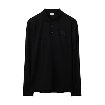Burberry Black Long Sleeve Logo Print Polo Shirt. 80988001