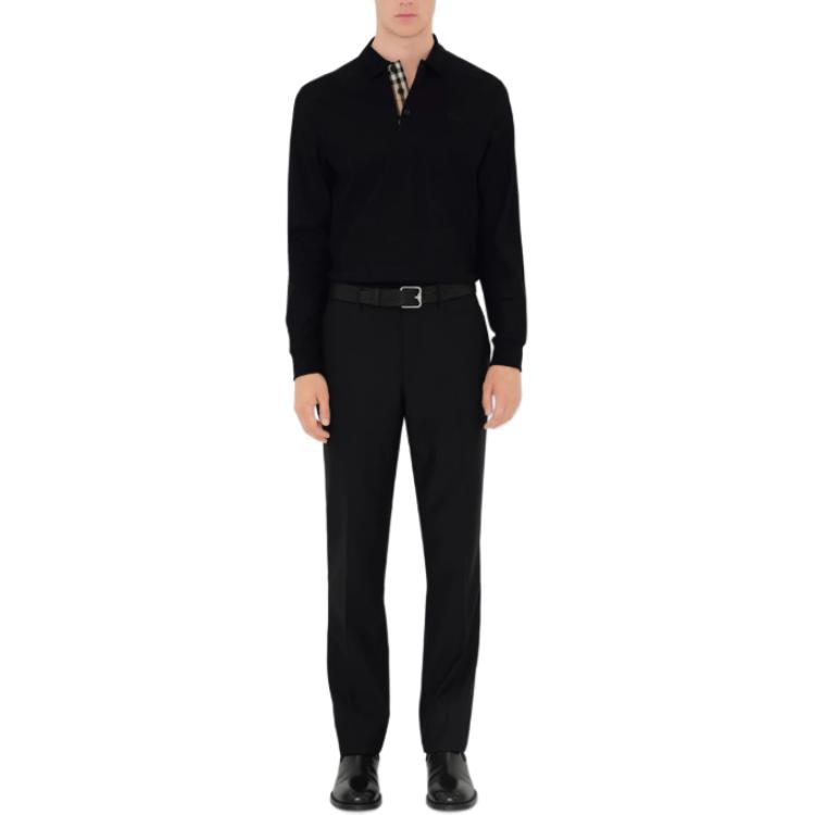 Burberry  Black Long Sleeve Logo Print Polo Shirt. 80988001 圖 3