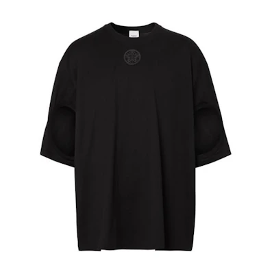 Burberry Black Loose Fit Crewneck Hollow Short Sleeve T-Shirt. 4563789
