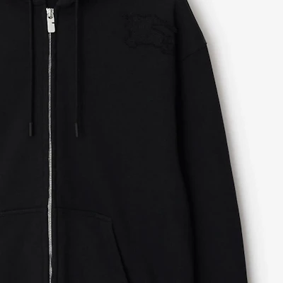 Burberry 黑色寬鬆版連帽衫搭配騎士徽標。 80849801 1