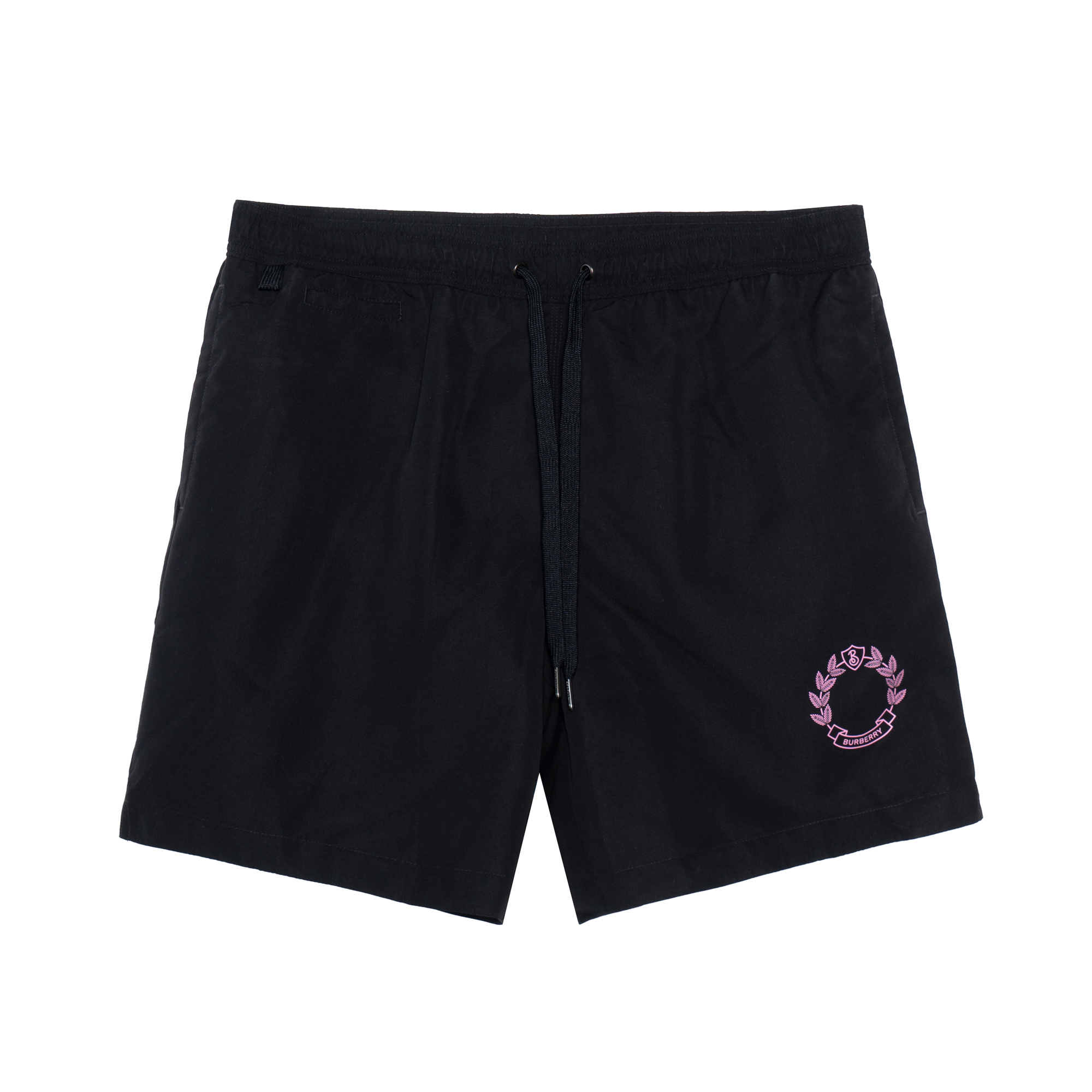 Burberry  Black Oak Leaf Drawstring Swim Shorts. 80716011