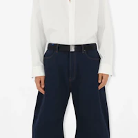 Shop Burberry 黑色鍍鈀皮帶 3.5CM 簡約優雅款式。 80808031
