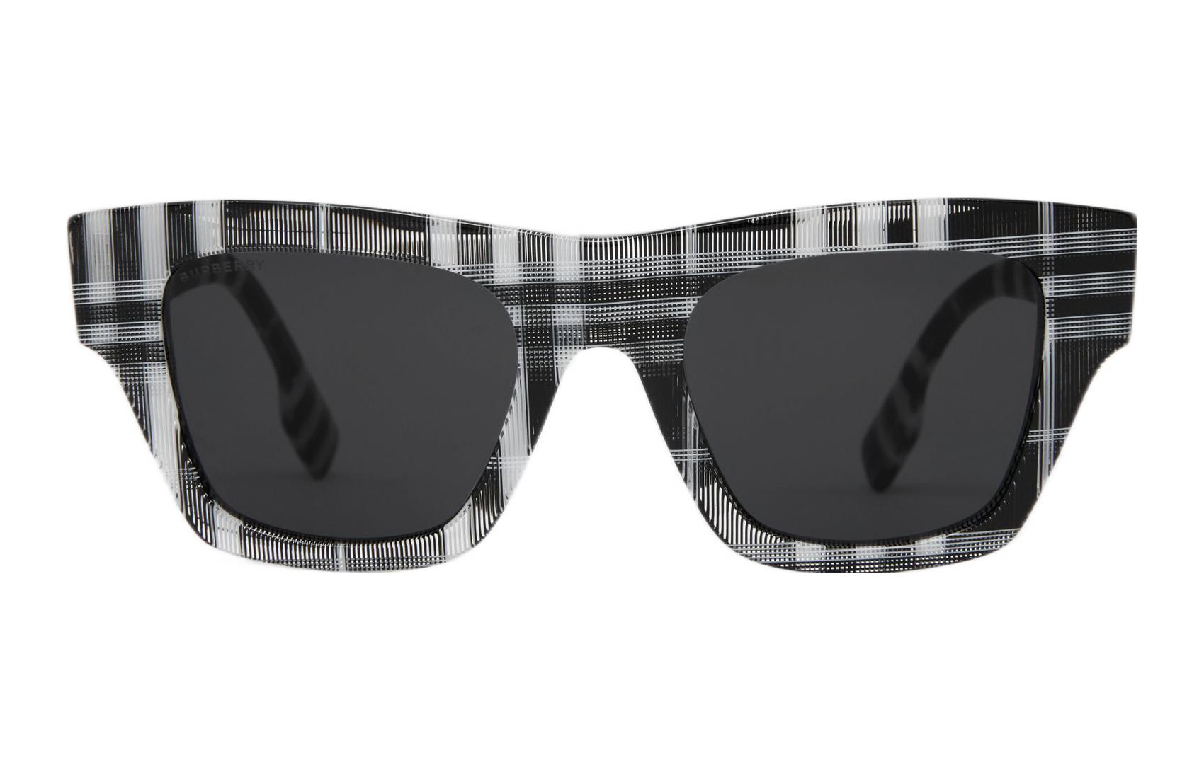 Buy Burberry  Black Plaid Square Sunglasses Fashion Casual Style. 40823051