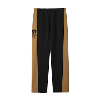 Burberry Black Relaxed Fit Elastic Waist Pants with Shield Embroidery 80990811