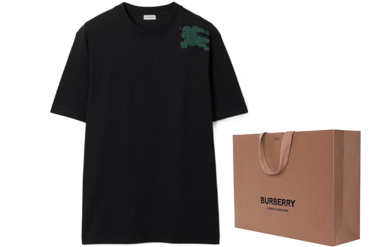 Burberry  Black Relaxed Fit Logo Letter Crewneck T-Shirt. 80905401 圖 3
