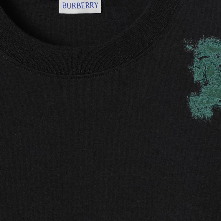 Burberry  Black Relaxed Fit Logo Letter Crewneck T-Shirt. 80905401 圖 7