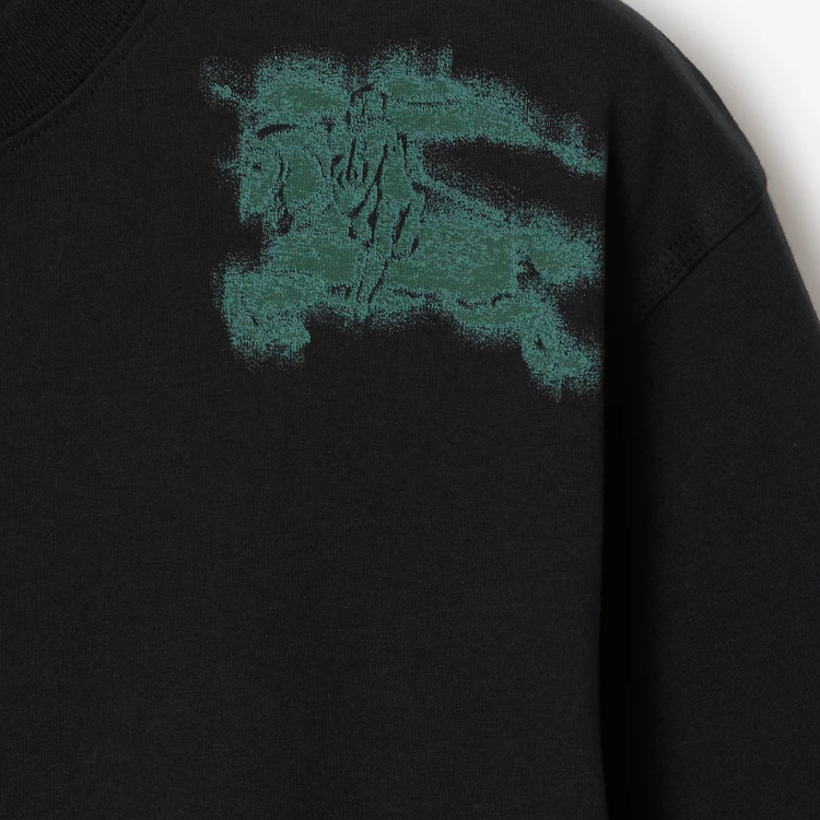 Burberry  Black Relaxed Fit Logo Letter Crewneck T-Shirt. 80905401 圖 8