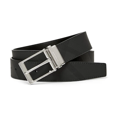 Burberry Black Reversible Check Leather Belt - 3.5cm Width 80649591