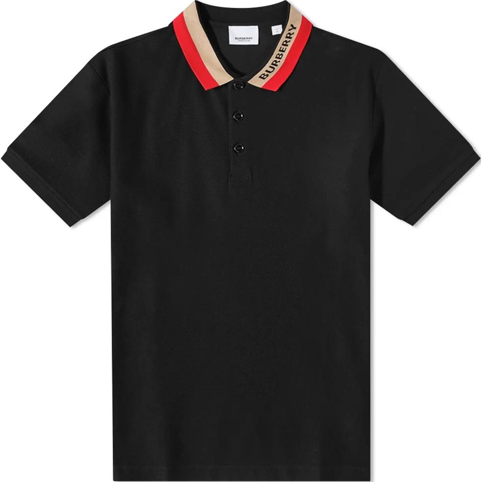 Burberry  Black Short Sleeve Polo Shirt with Letter Logo. 8039265A1189