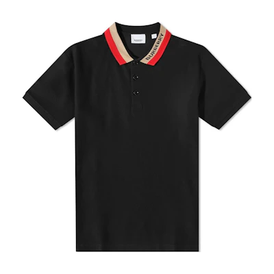 Burberry Black Short Sleeve Polo Shirt with Letter Logo. 8039265A1189