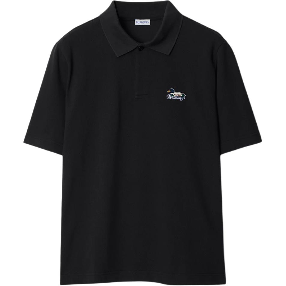Burberry  Black Short Sleeve Polo with Letter Logo Print. 80942561