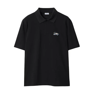 Burberry Black Short Sleeve Polo with Letter Logo Print. 80942561