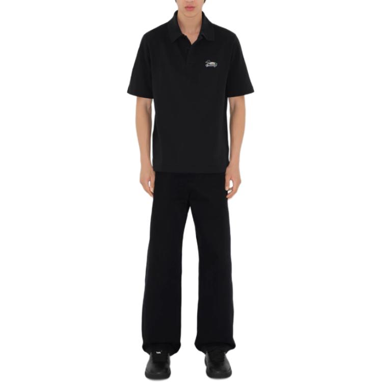 Lookbook Burberry  Black Short Sleeve Polo with Letter Logo Print. 80942561