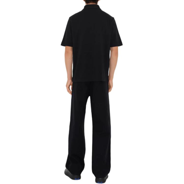 Shop Burberry  Black Short Sleeve Polo with Letter Logo Print. 80942561