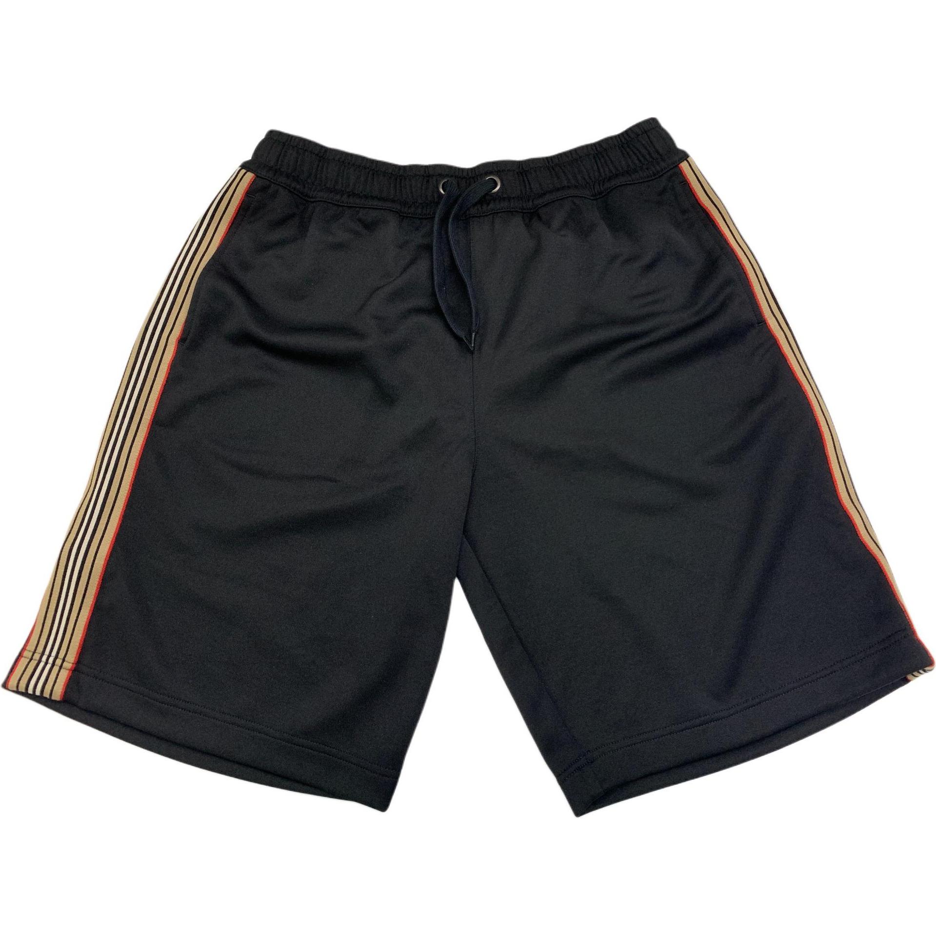 Burberry  Black Side Stripe Drawstring Casual Shorts. 80710651