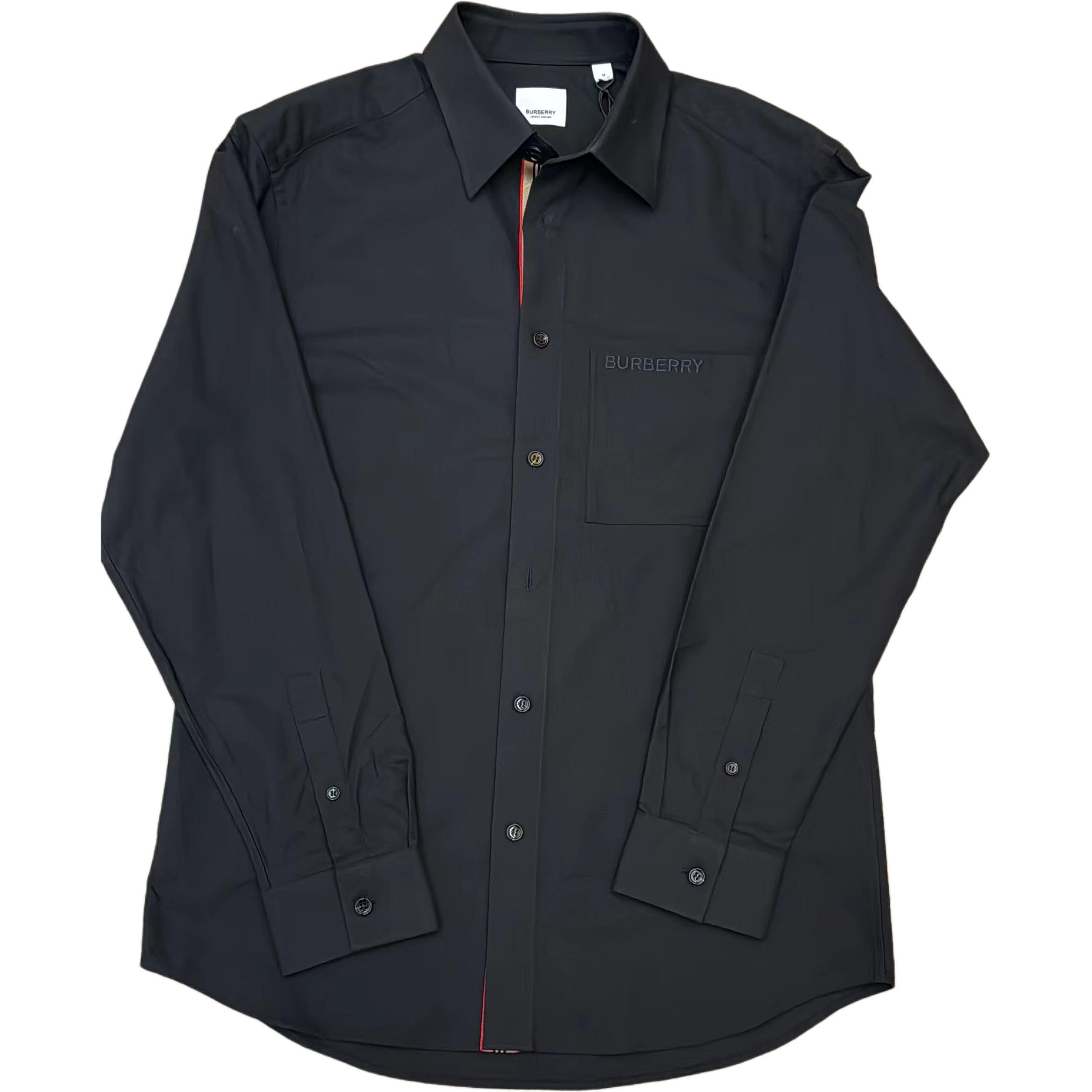 Burberry  Black Single-Breasted Long-Sleeve Shirt with Logo Design. 80842841
