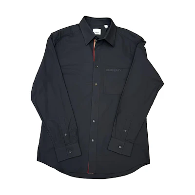 Burberry Black Single-Breasted Long-Sleeve Shirt with Logo Design. 80842841