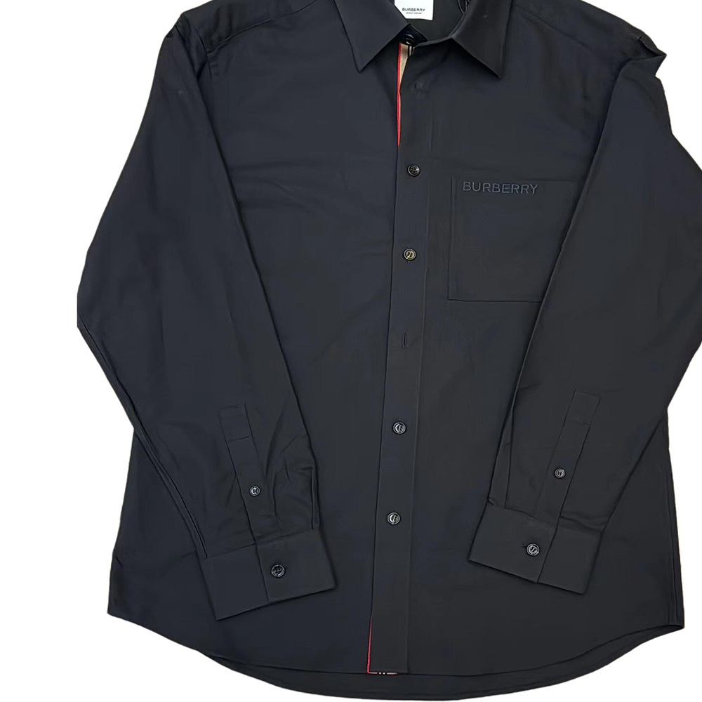 Burberry  Black Single-Breasted Long-Sleeve Shirt with Logo Design. 80842841 圖 5