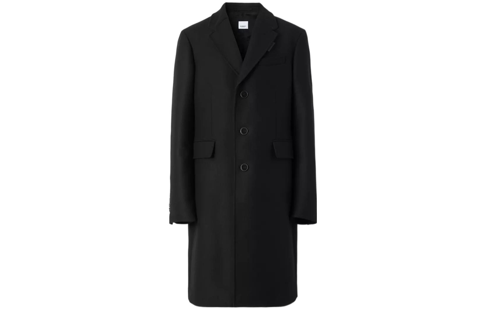 Burberry  Black Single-Breasted Long Trench Coat with Collar. 80570571
