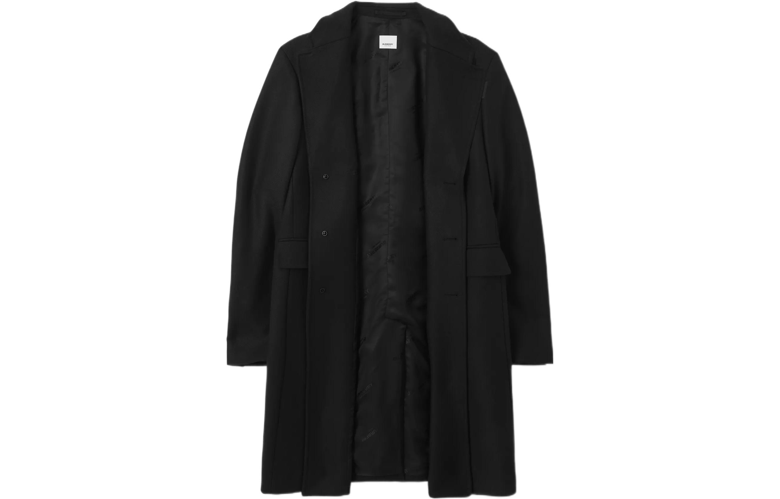 Burberry  Black Single-Breasted Long Trench Coat with Collar. 80570571 圖 3