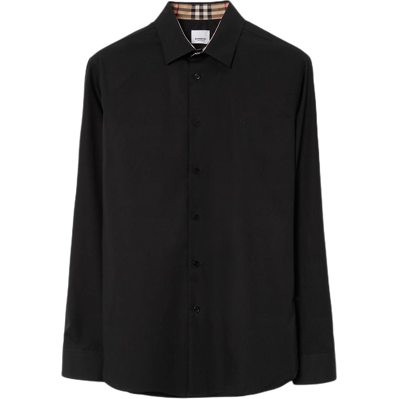 Burberry  Black Slim Fit Shirt with Logo Embroidery and Single Button Closure 80717991