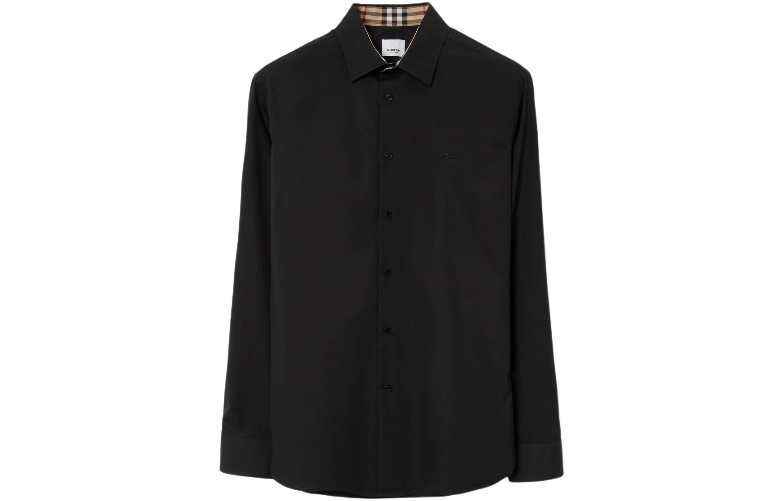 Burberry  Black Slim Fit Shirt with Logo Embroidery and Single Button Closure 80717991 圖 2