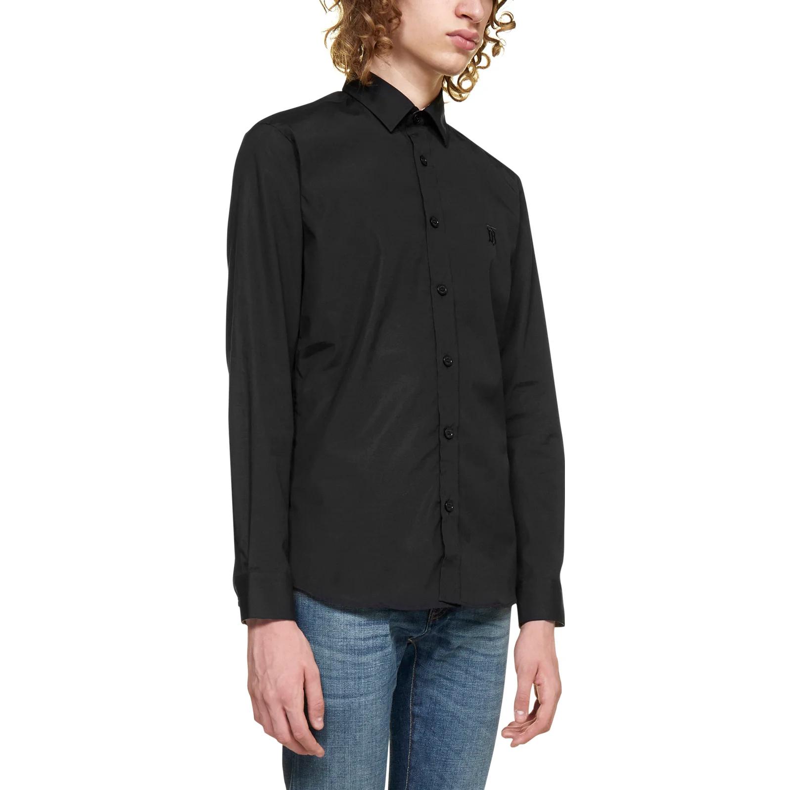 Burberry  Black Slim Fit Shirt with Logo Embroidery and Single Button Closure 80717991 圖 4