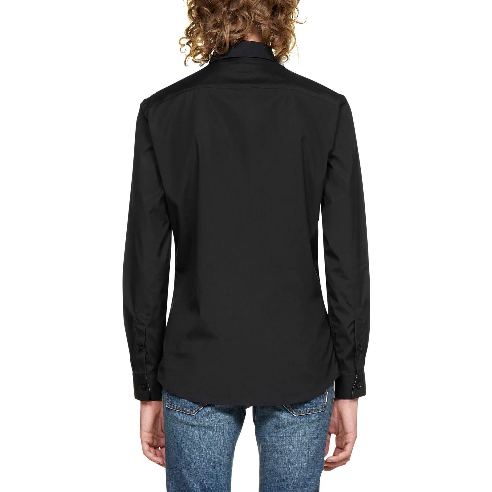 Burberry  Black Slim Fit Shirt with Logo Embroidery and Single Button Closure 80717991 圖 5