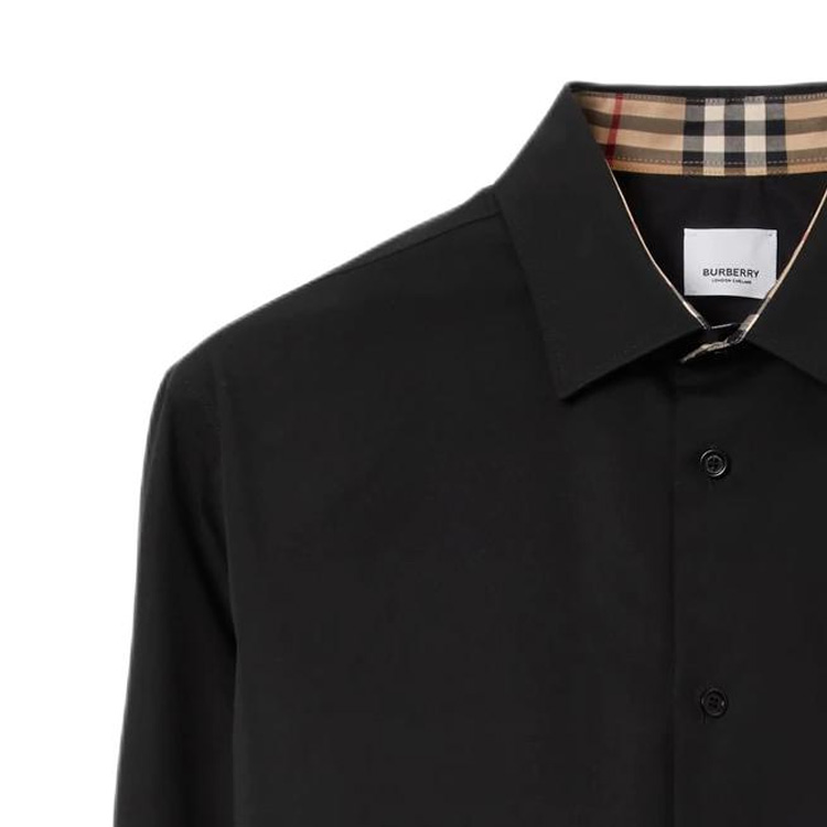 Burberry  Black Slim Fit Shirt with Logo Embroidery and Single Button Closure 80717991 圖 6