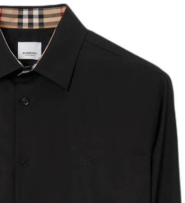 Burberry 黑色修身襯衫 刺繡標誌單扣設計 80717991 Sizing Burberry 黑色修身襯衫 刺繡標誌單扣設計 80717991