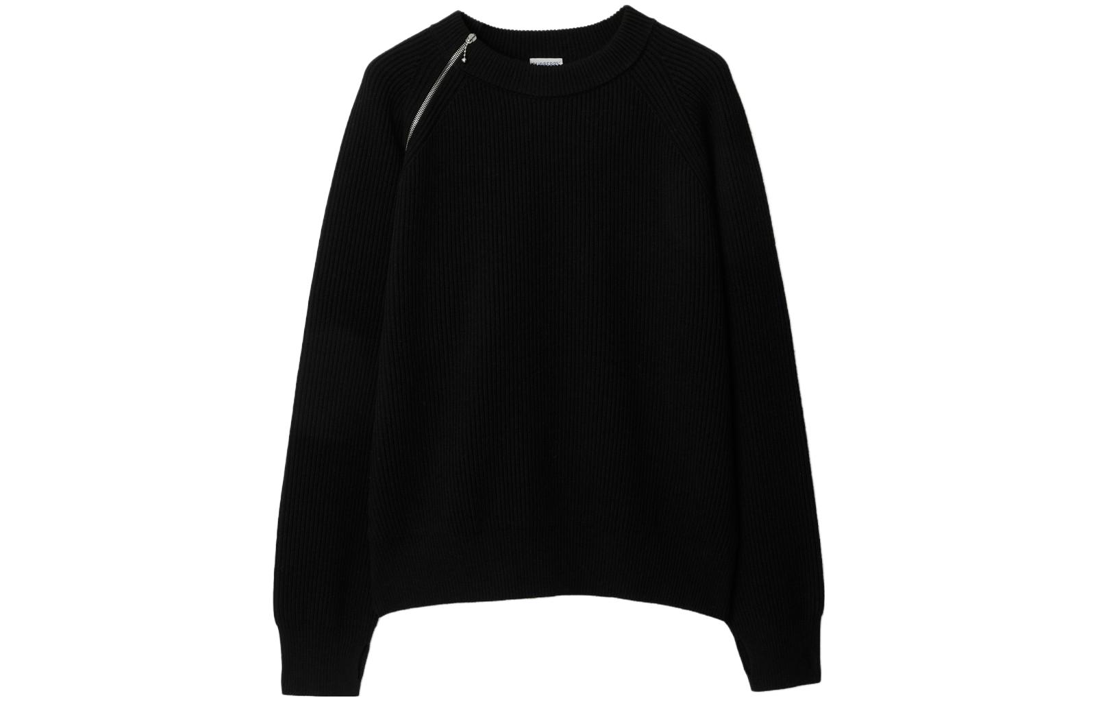 Burberry  Black Solid Color Crew Neck Pullover Sweater 80831751