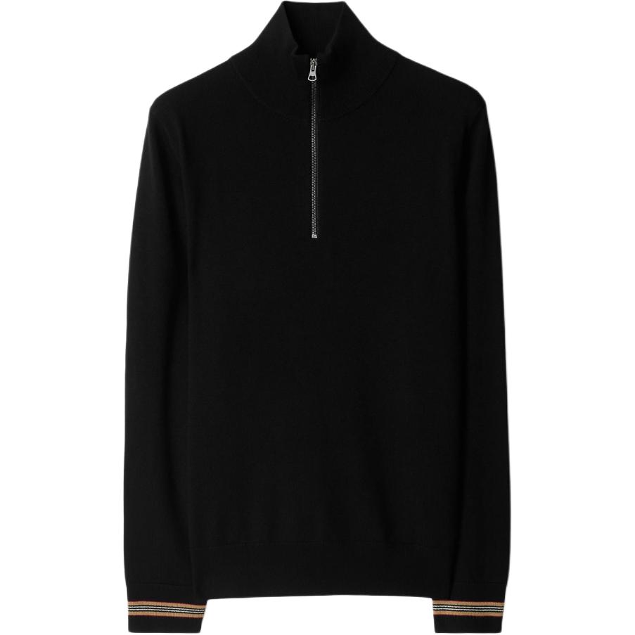Order Burberry  Black Solid Color Loose-Fit Baseball Collar Sweater. 80926341