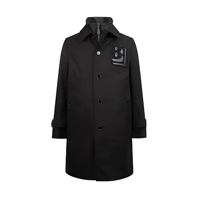 Burberry Black Solid Color Stand Collar Button Coat 80438551