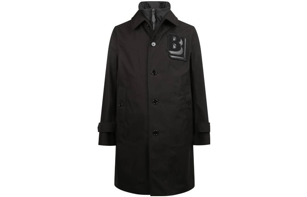 Burberry  Black Solid Color Stand Collar Button Coat 80438551 圖 2