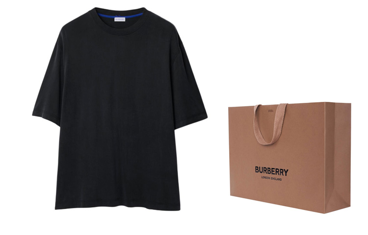 Burberry  Black Solid Color Stretch Crew Neck Casual T-Shirt. 80872081 圖 4