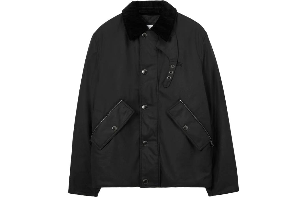 Burberry  Black Solid Logo Embroidered Casual Jacket 80715371