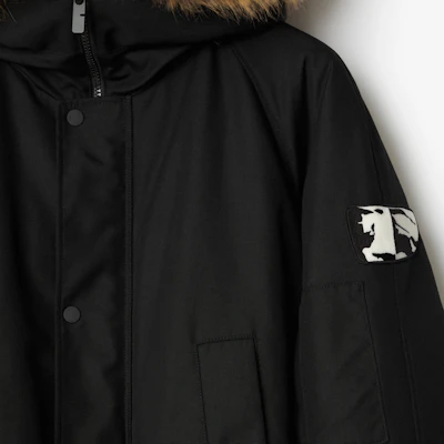 Burberry Black Solid Logo Hooded Zip-Up Down Jacket 80915651 Cheap Burberry Black Solid Logo Hooded Zip-Up Down Jacket 80915651