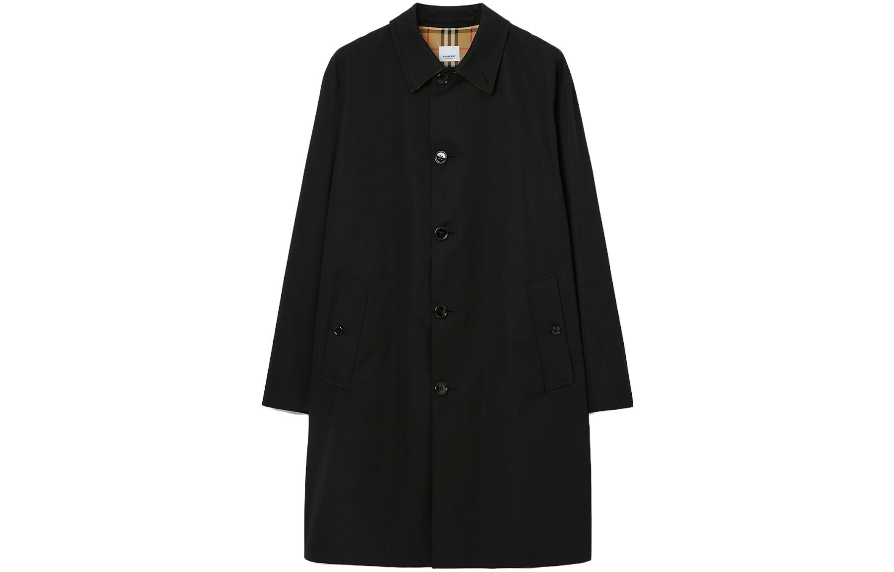 Order Burberry 黑色素面長袖中長款休閒外套 80709841