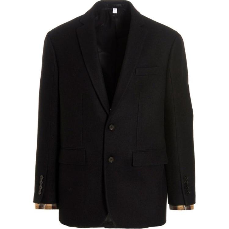 Burberry  Black Solid Slim Fit Single-Breasted Blazer Jacket 80610691