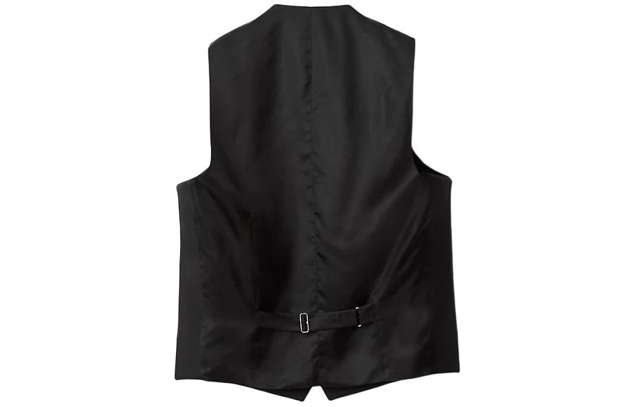 Lookbook 버버리 블랙 솔리드 브이넥 베스트 싱글 브레스트 버튼 포켓. 80870061