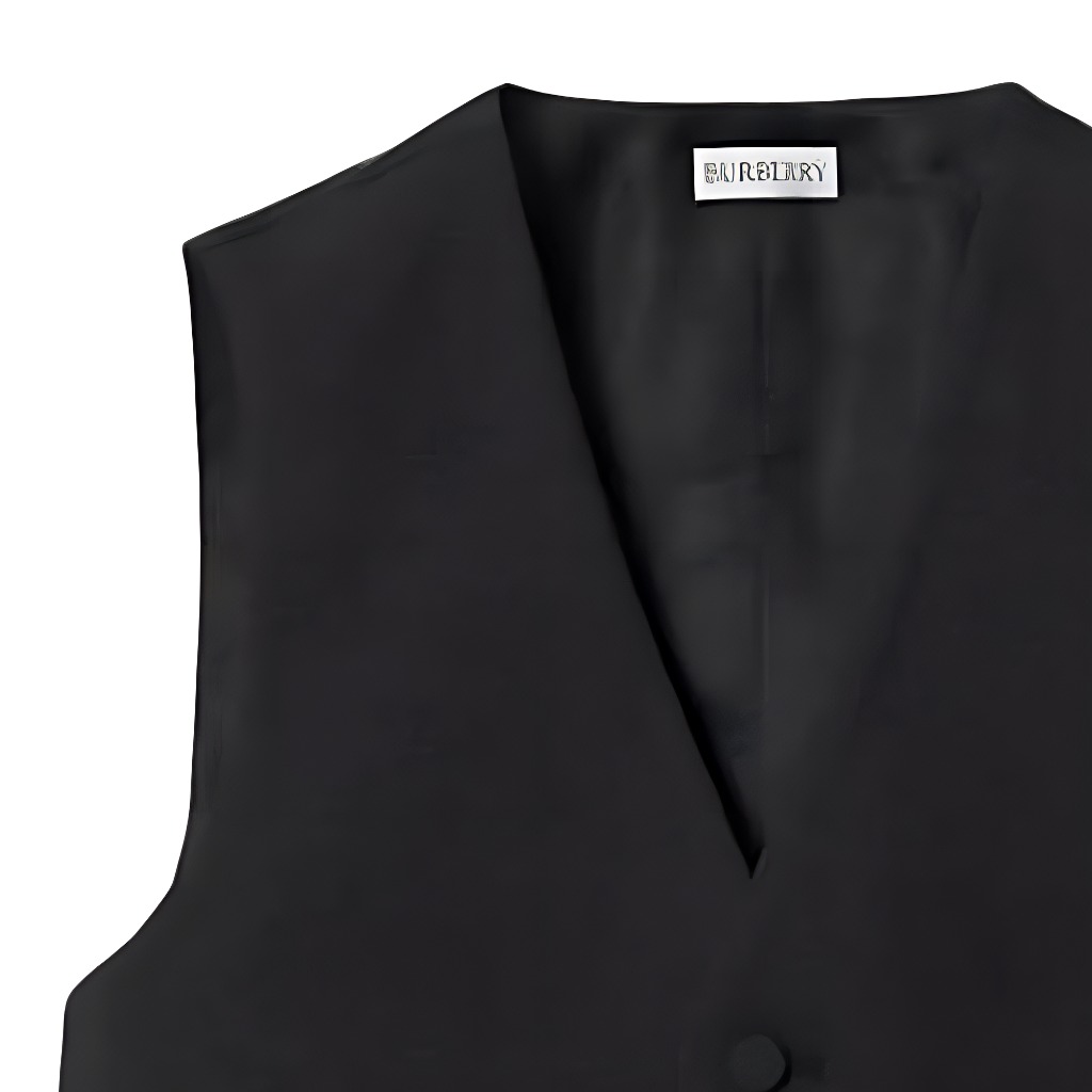 Cheap 버버리 블랙 솔리드 브이넥 베스트 싱글 브레스트 버튼 포켓. 80870061