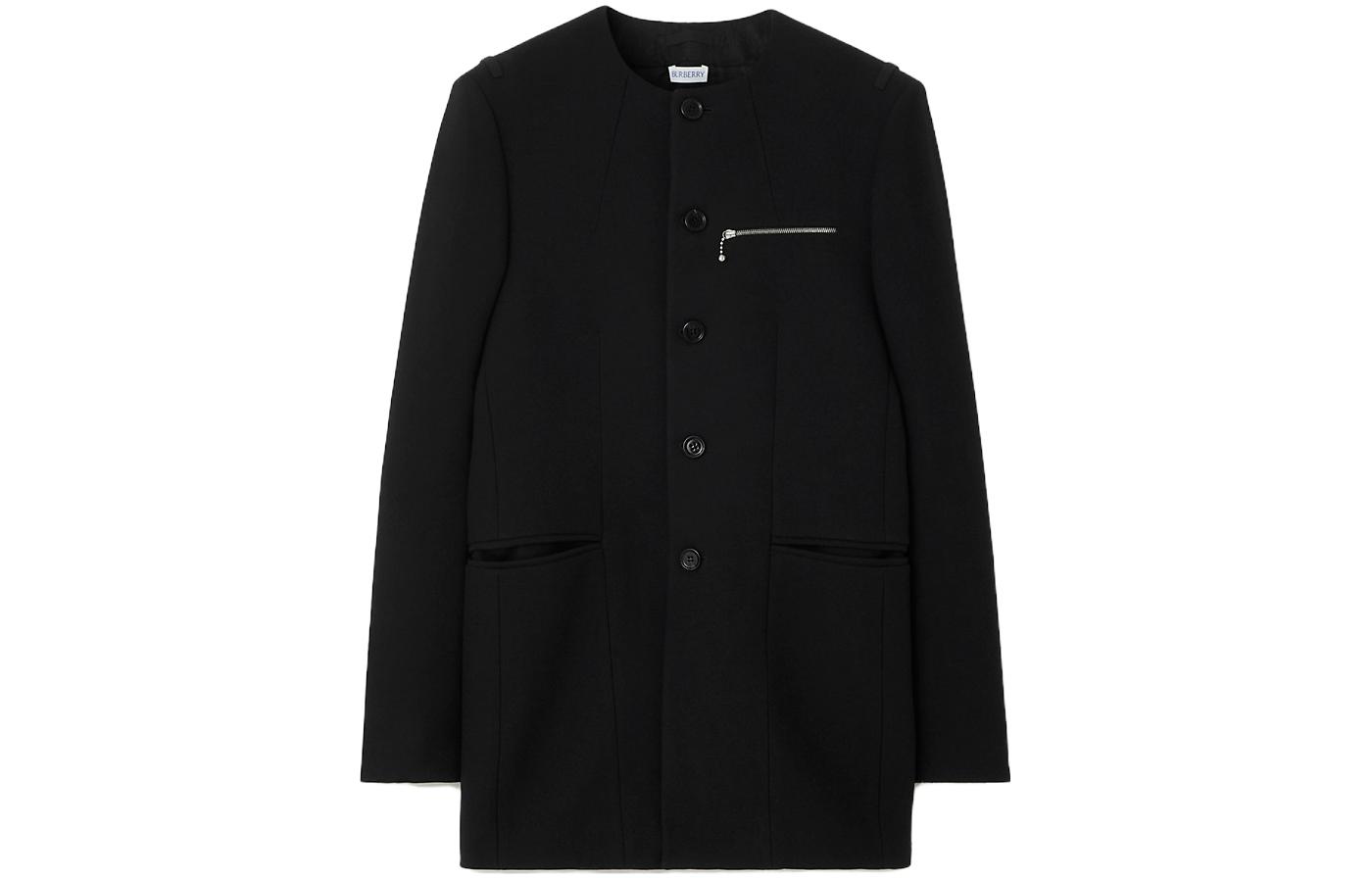 Burberry  Black Solid Wool Single-Breasted Casual Jacket. 80778521 圖 2