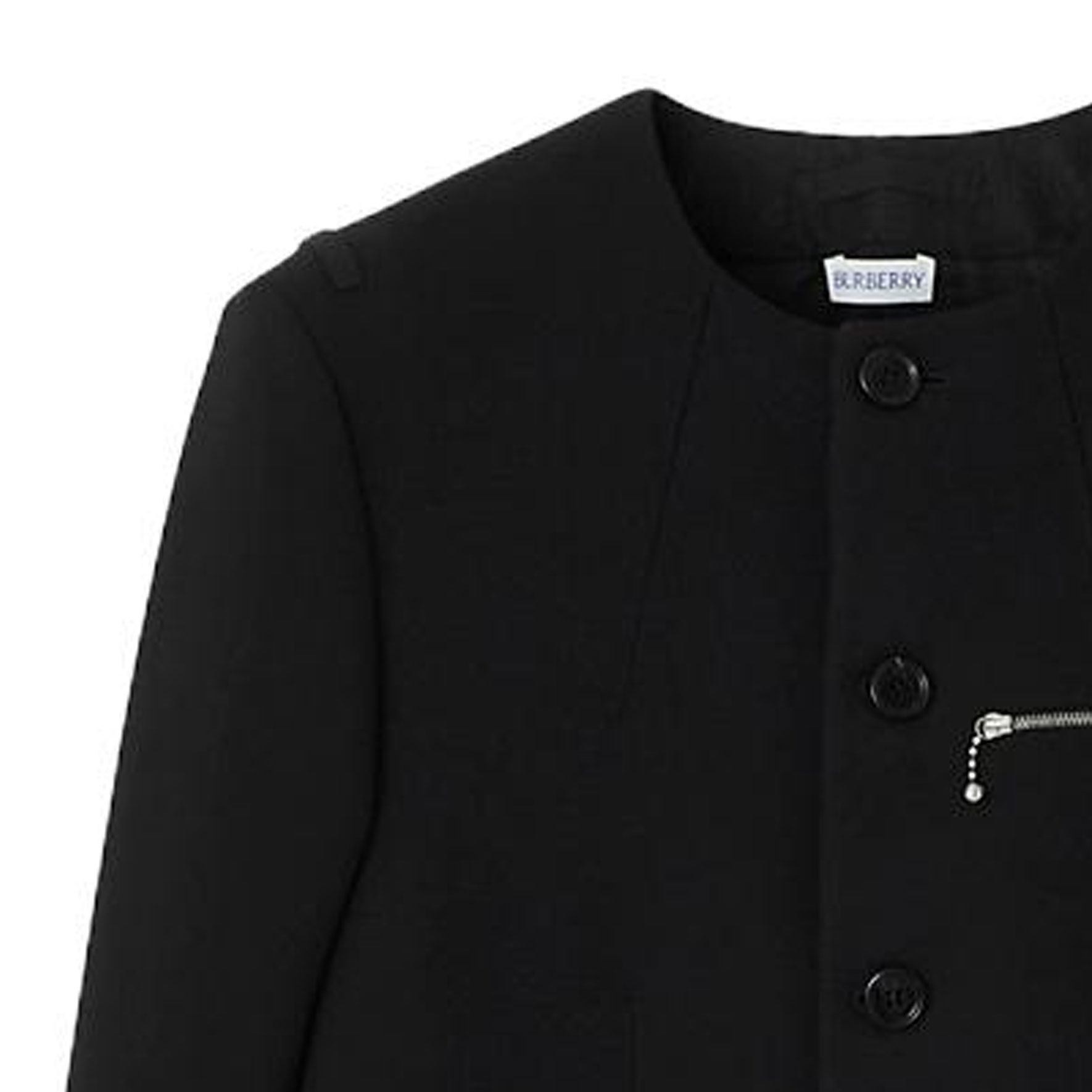 Burberry  Black Solid Wool Single-Breasted Casual Jacket. 80778521 圖 6
