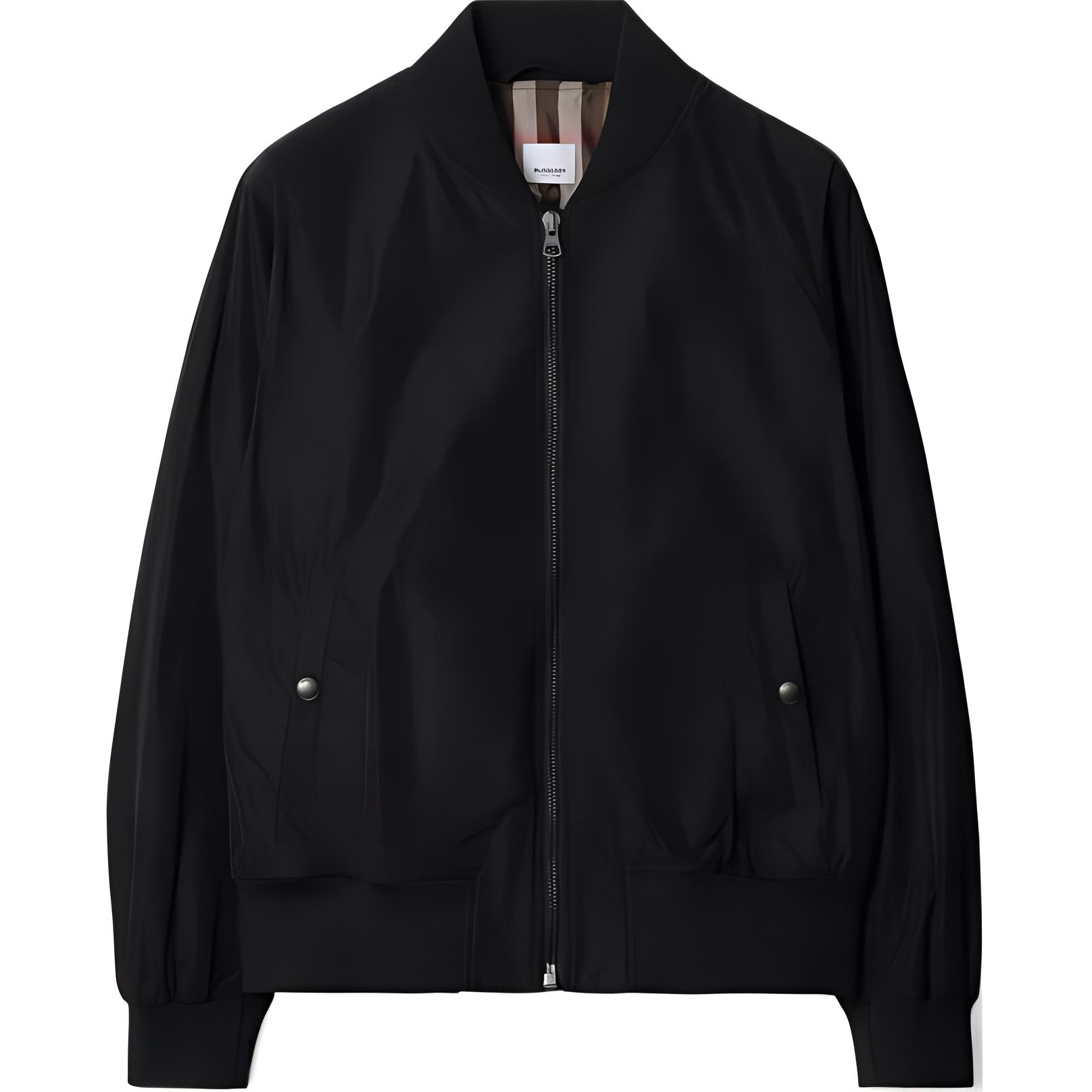 Burberry  Black Solid Zip-Up Knit Baseball Collar Jacket 80842361