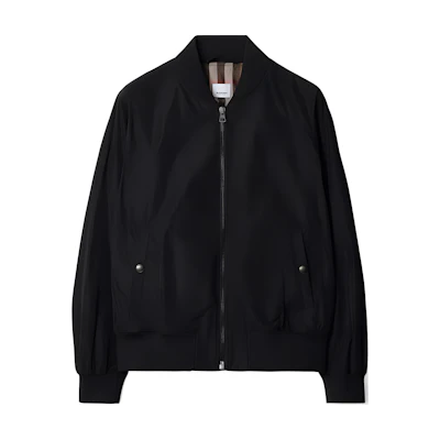 Burberry Black Solid Zip-Up Knit Baseball Collar Jacket 80842361