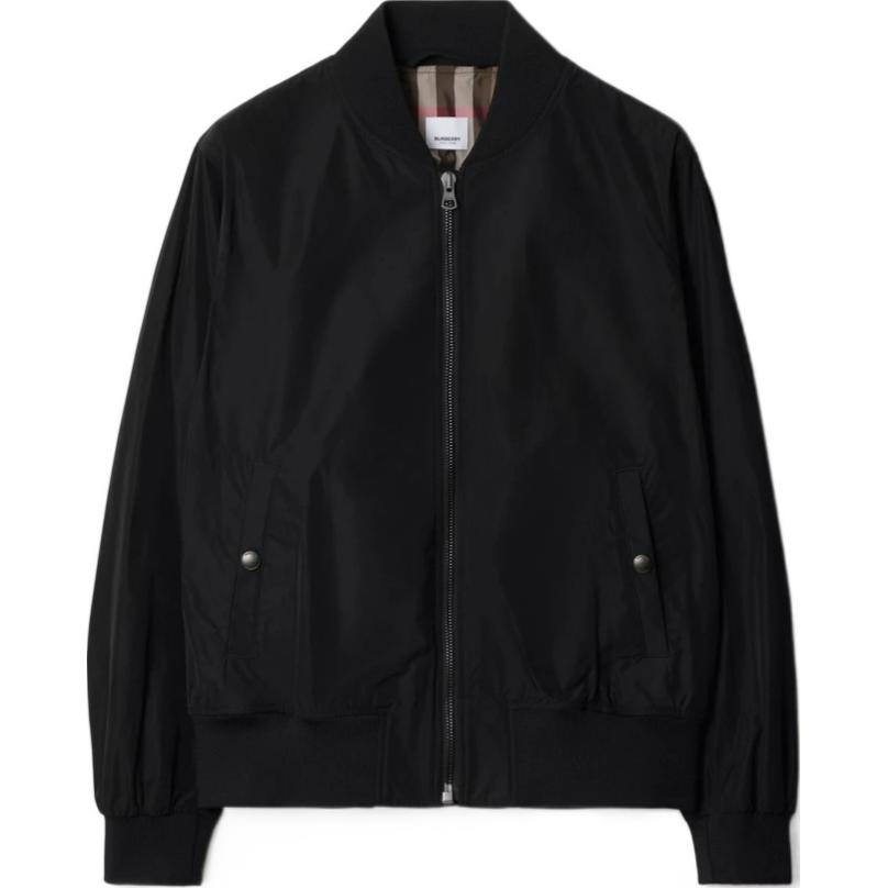 Order Chaqueta Burberry Negra Punto Cremallera Cuello Béisbol Sólida 80842361