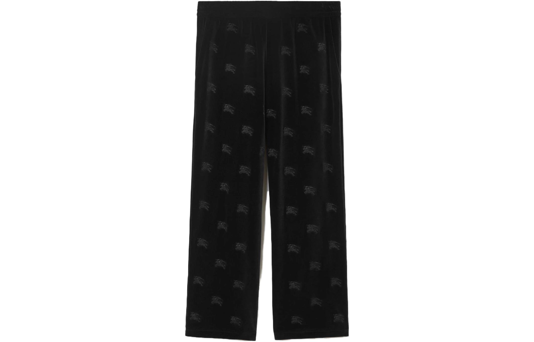 Burberry  Black Straight Fit Casual Pants with Embroidered Knight Logo. 80700011