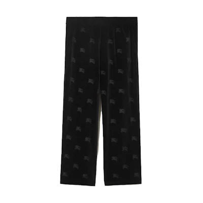 Burberry Black Straight Fit Casual Pants with Embroidered Knight Logo. 80700011