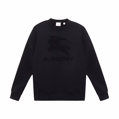 Burberry Black Sweatshirt with Solid Letter and Equestrian Print. 80714561