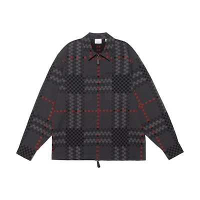 Burberry Black Wool Blend Patterned Zip-Up Long Sleeve Shirt 80636301